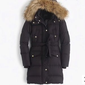 JCREW Winteress Hooded Black Belted Down Puffer Jacket XXXS